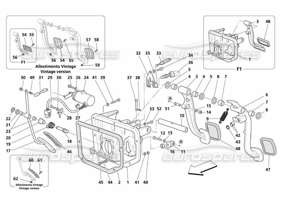 maserati 4200 spyder (2005) pedali e controllo elettronico dell'acceleratore -non per gd- diagramma delle parti