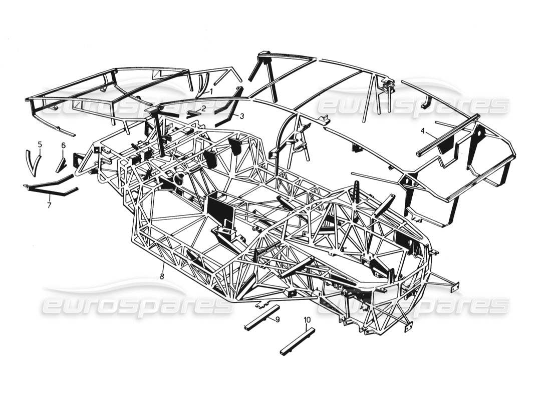 lamborghini countach 5000 qvi (1989) diagramma delle parti del telaio