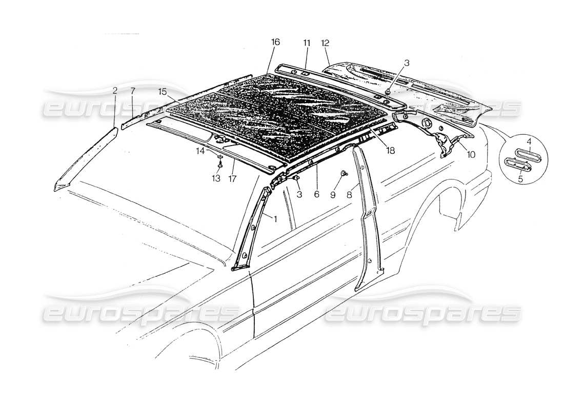 maserati 418 / 4.24v / 430 tetto e finiture interne diagramma delle parti