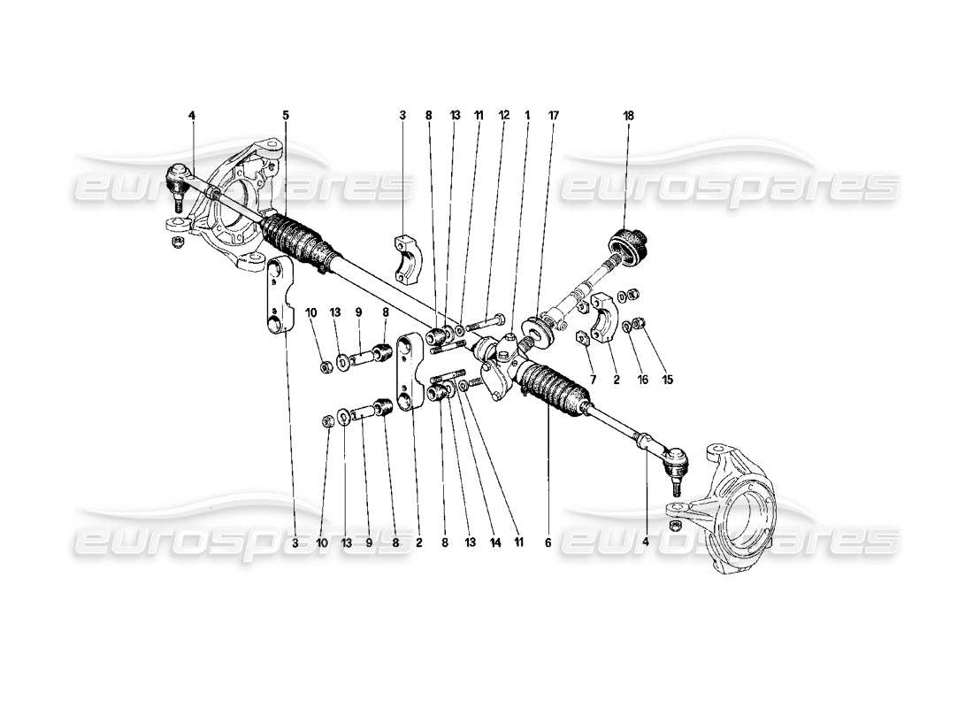 ferrari mondial 3.2 qv (1987) schema delle parti della scatola dello sterzo e del collegamento