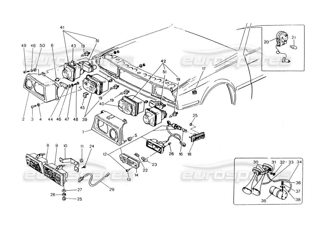 maserati 418 / 4.24v / 430 fari diagramma delle parti
