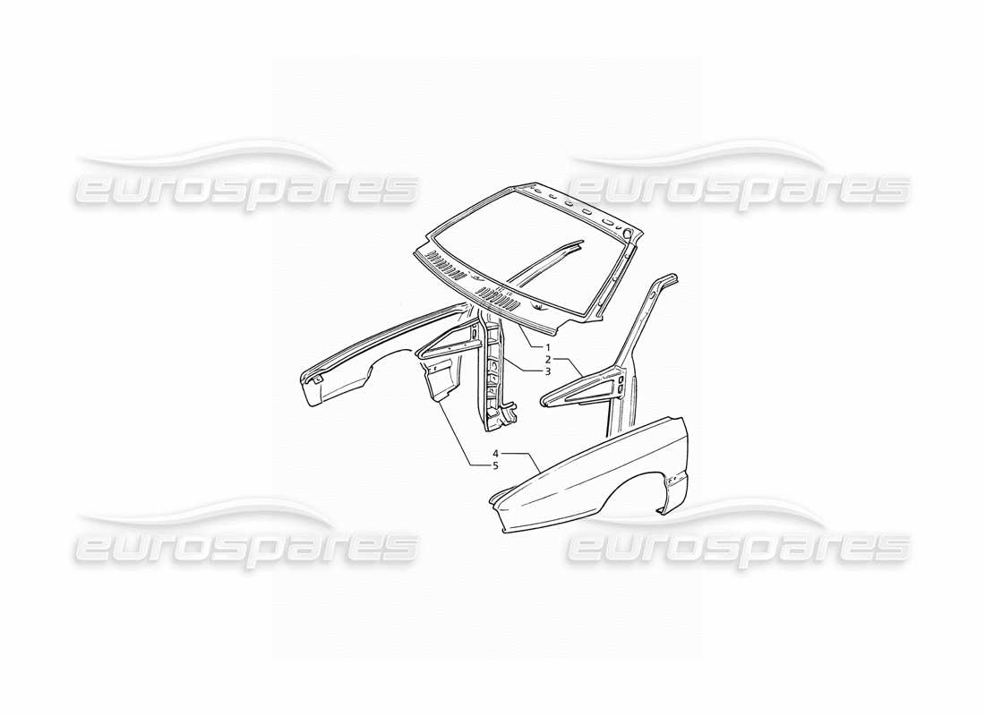 maserati ghibli 2.8 (abs) scocca della carrozzeria: pannelli esterni diagramma delle parti