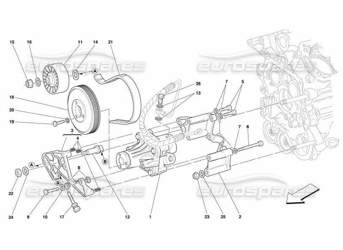 ferrari 550 barchetta diagramma delle parti delle pompe dello sterzo idrauliche