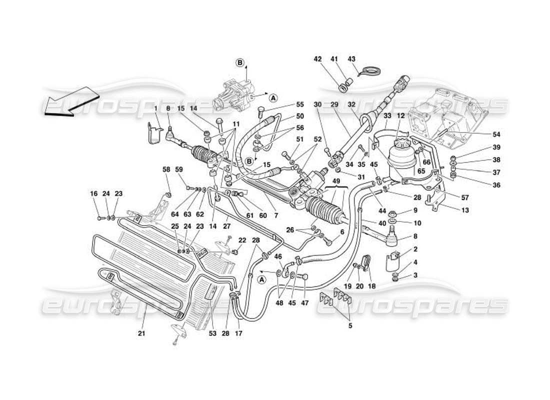 ferrari 550 barchetta schema delle parti della scatola dello sterzo idraulico e della serpentina