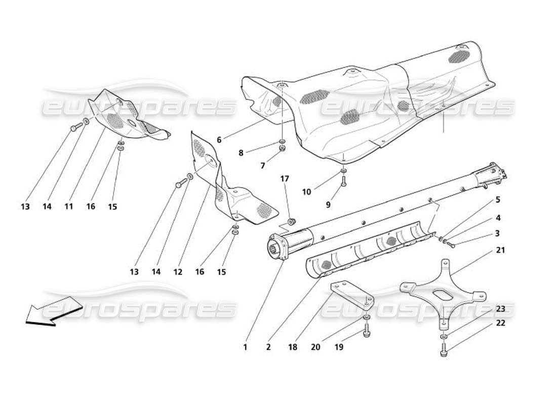 maserati 4200 spyder (2005) diagramma delle parti del tubo di collegamento e degli isolamenti motore-trasmissione