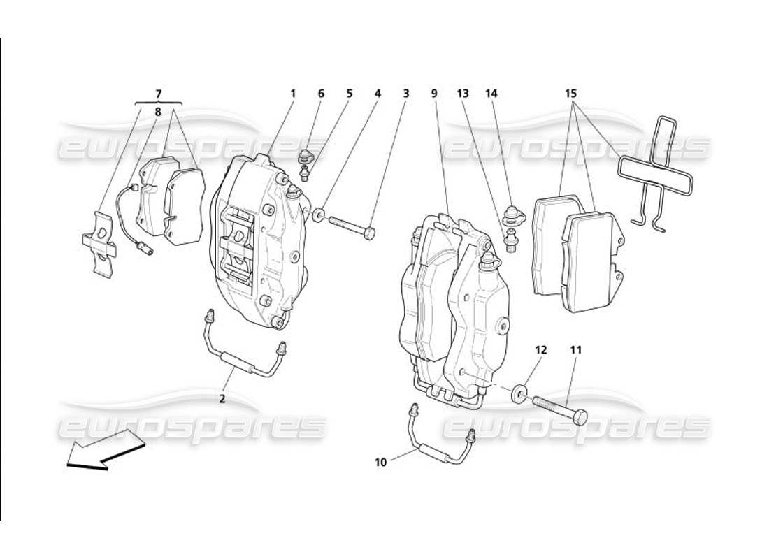 maserati 4200 coupe (2005) diagramma delle parti delle pinze dei freni
