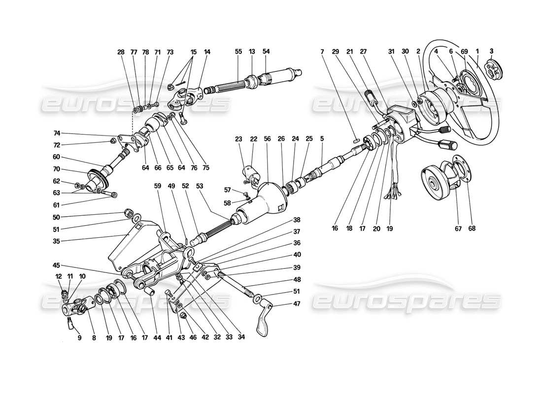 ferrari mondial 3.2 qv (1987) colonna dello sterzo diagramma delle parti