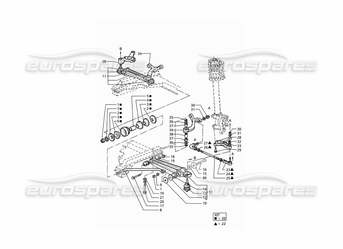 maserati ghibli 2.8 gt (variante) sospensioni anteriori diagramma delle parti