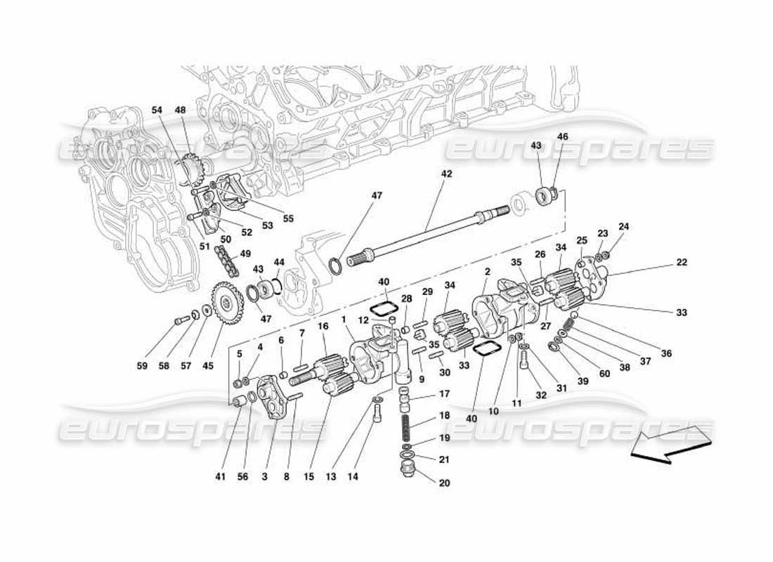 ferrari 550 barchetta lubrificazione - pompe dell'olio diagramma delle parti