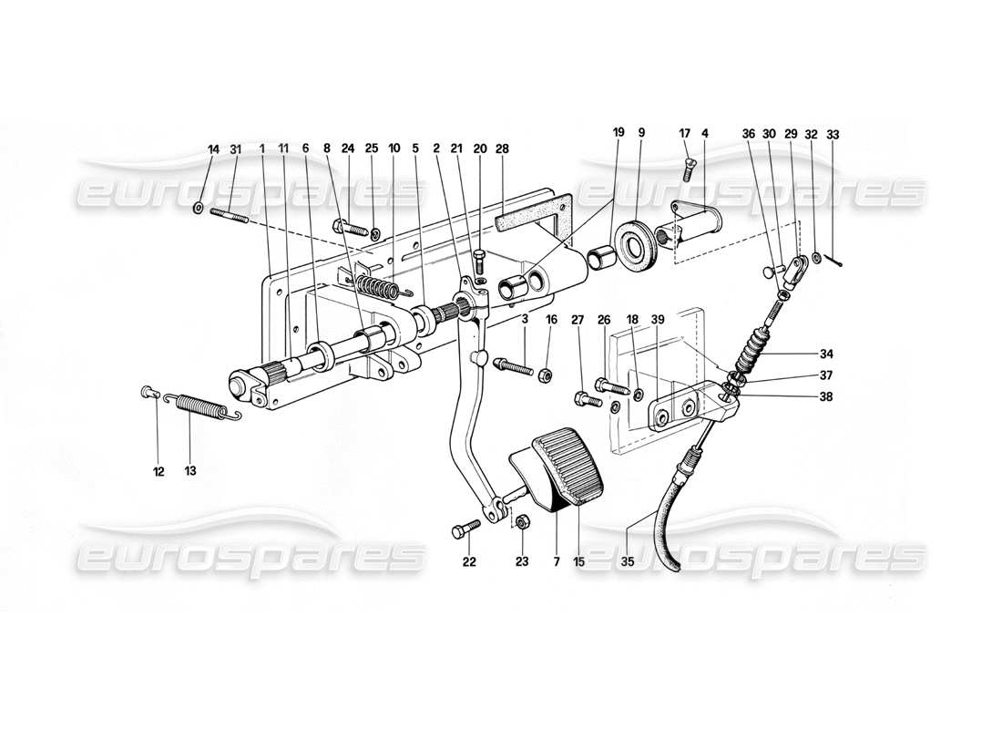 ferrari 412 (mechanical) controllo rilascio frizione - 412 m. diagramma delle parti con guida a sinistra