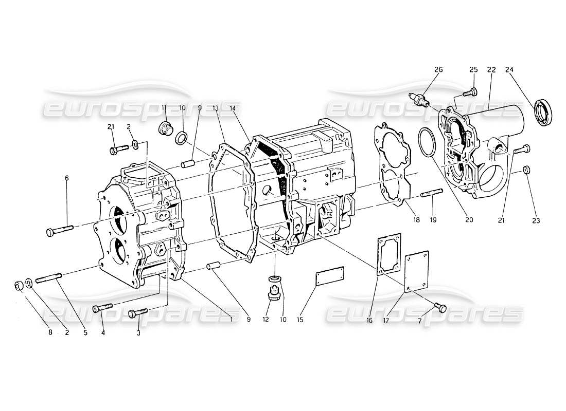 maserati biturbo 2.5 (1984) scatola di trasmissione diagramma delle parti