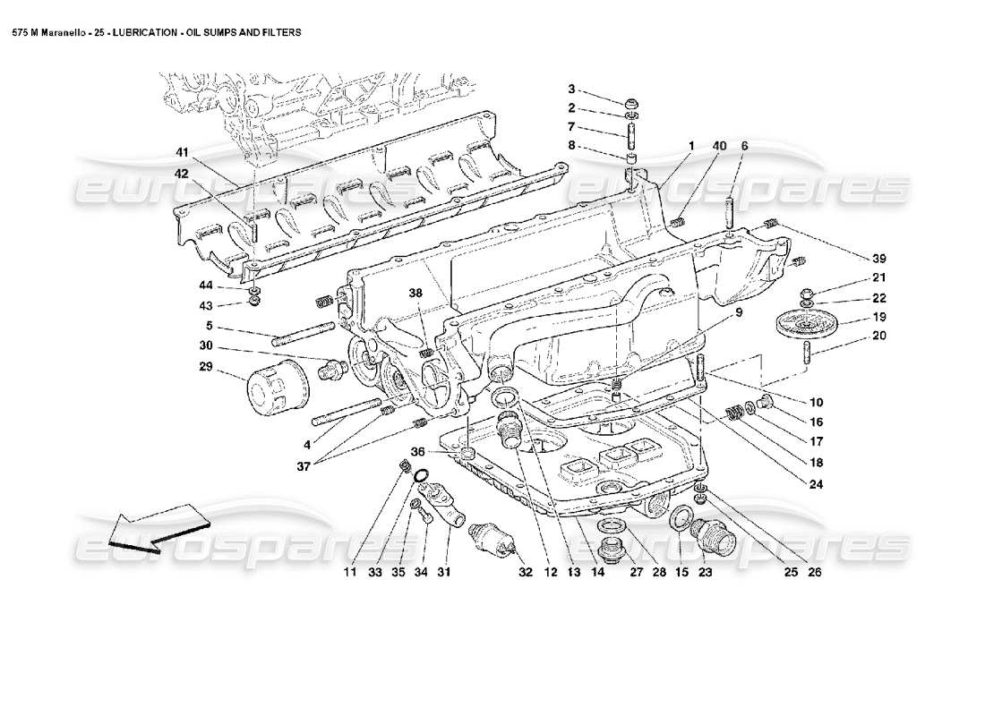 ferrari 575m maranello diagramma delle parti delle coppe e dei filtri dell'olio di lubrificazione