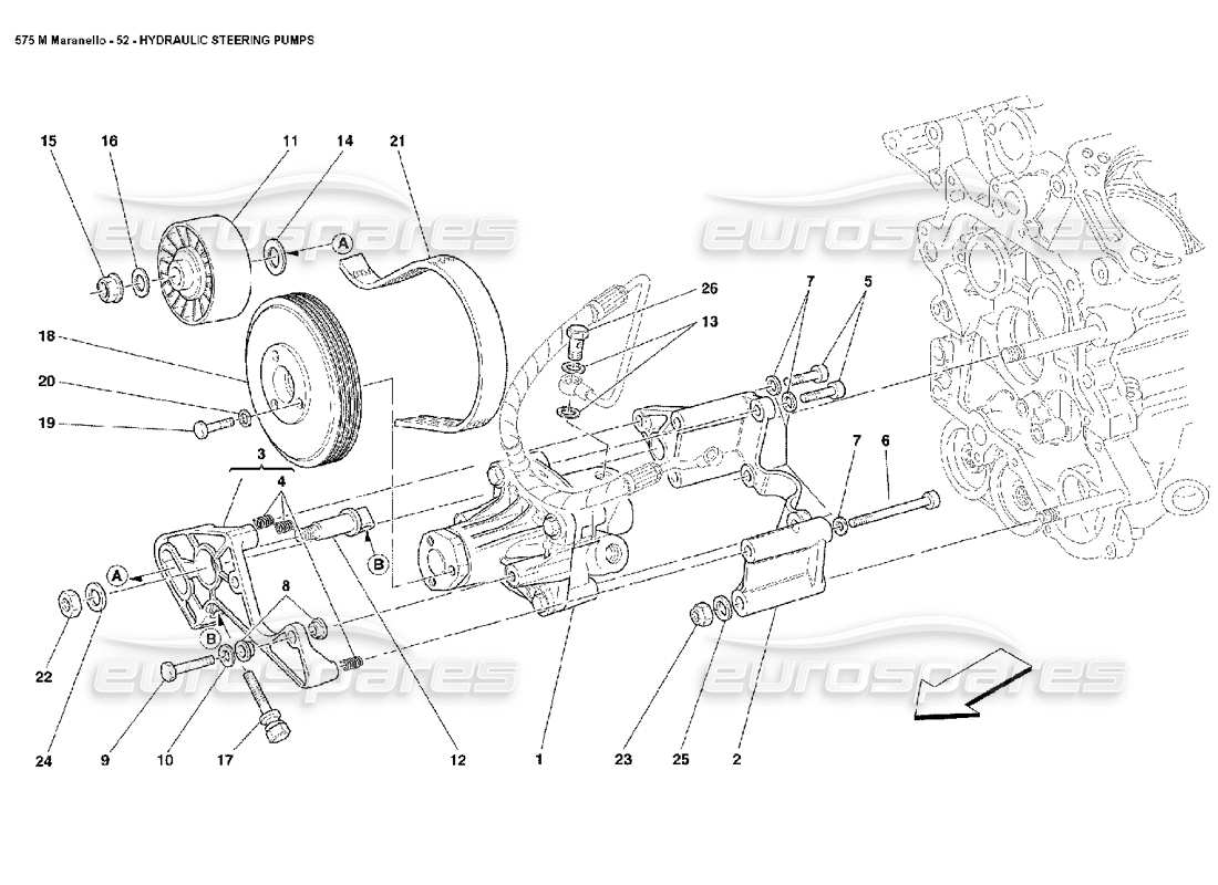 ferrari 575m maranello diagramma delle parti delle pompe dello sterzo idrauliche