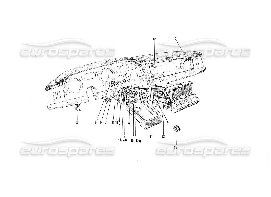 ferrari 330 gt 2+2 (coachwork) diagramma delle parti degli interruttori del cruscotto