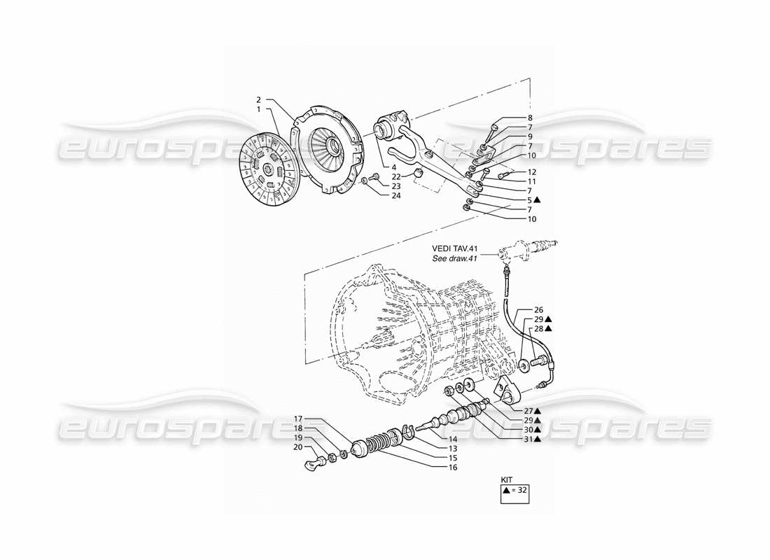 maserati ghibli 2.8 (abs) frizione diagramma delle parti