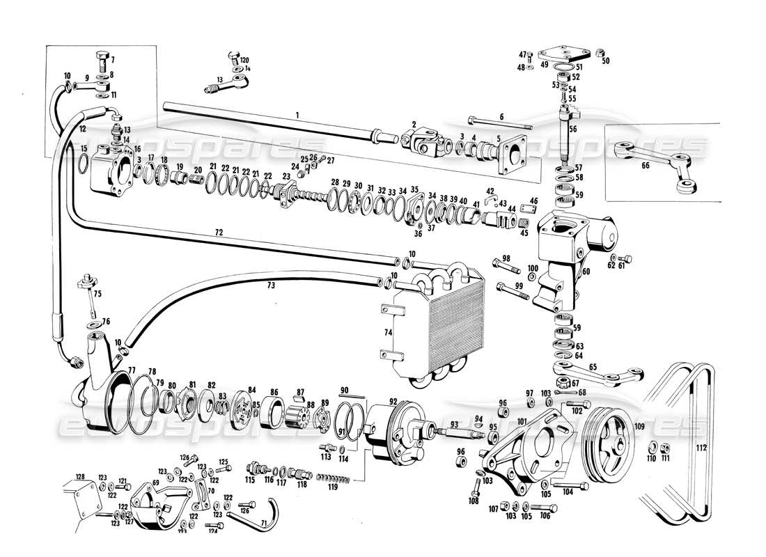 maserati ghibli 4.7 / 4.9 sterzo idraulico diagramma delle parti