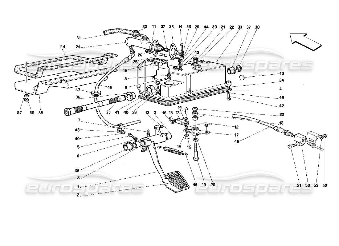 ferrari 512 tr comando rilascio frizione -non per gd- schema delle parti