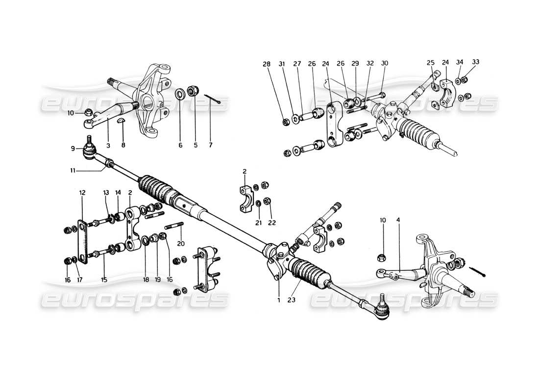 ferrari 365 gt4 berlinetta boxer schema delle parti della scatola dello sterzo e del collegamento