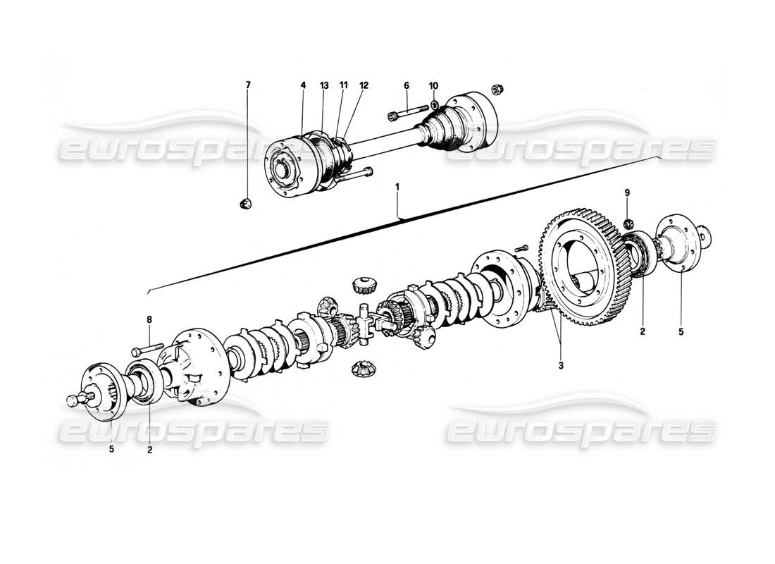 ferrari 208 turbo (1982) differenziale e semiassi diagramma delle parti