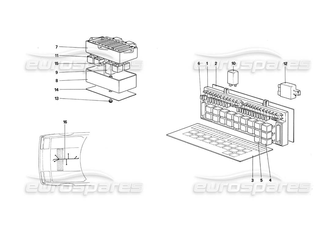 ferrari 412 (mechanical) impianto elettrico, fusibili e relè diagramma delle parti
