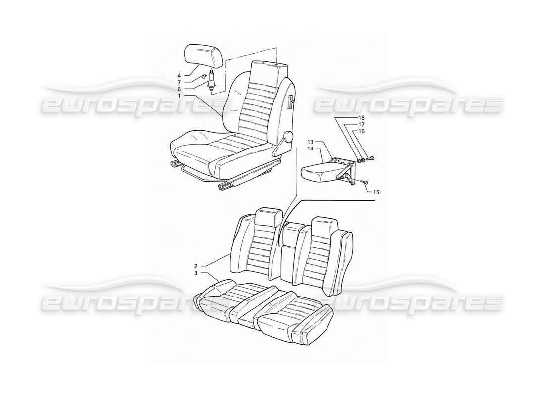 maserati ghibli 2.8 (abs) sedili anteriori e posteriori diagramma delle parti