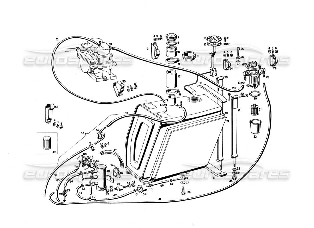 maserati bora diagramma delle parti del serbatoio e della pompa del carburante