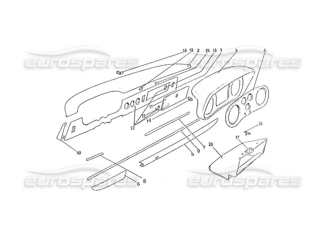 ferrari 330 gtc / 365 gtc (coachwork) pannello di controllo diagramma delle parti