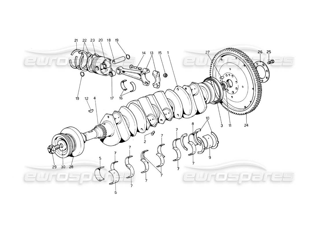 ferrari 512 bb albero motore - bielle e pistoni schema parte
