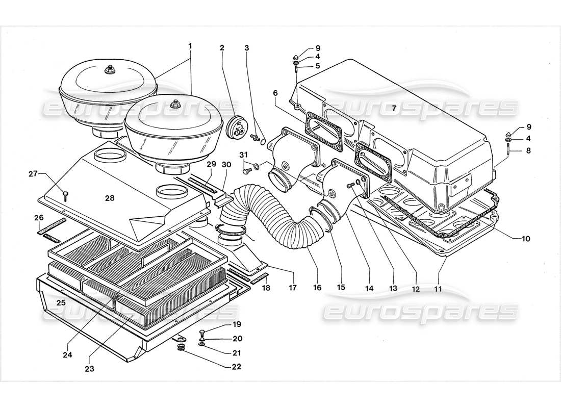 lamborghini lm002 (1988) diagramma delle parti dei filtri dell'aria