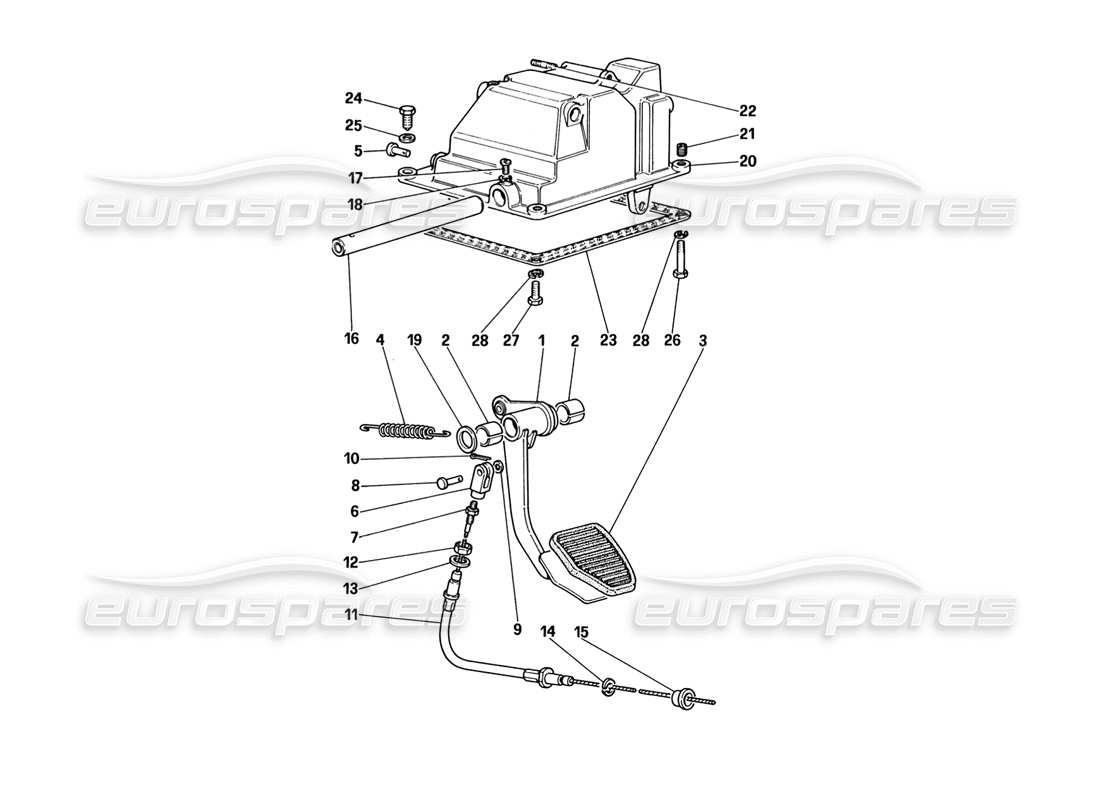 ferrari 328 (1988) schema delle parti del comando di rilascio della frizione (per auto con sistema antiscivolo).