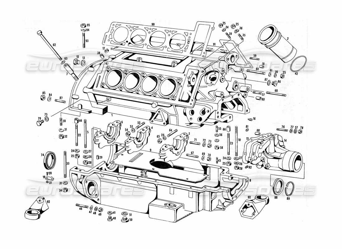 maserati indy 4.2 schema delle parti dell'alloggiamento del motore
