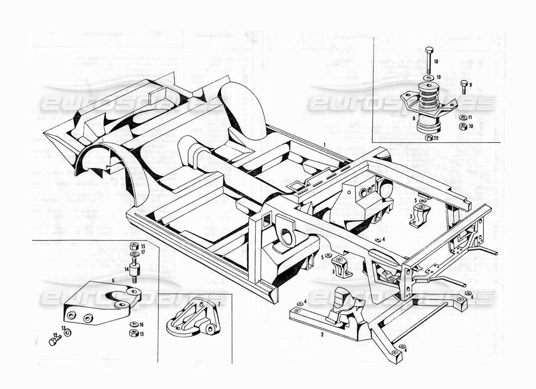 maserati indy 4.2 diagramma delle parti del telaio