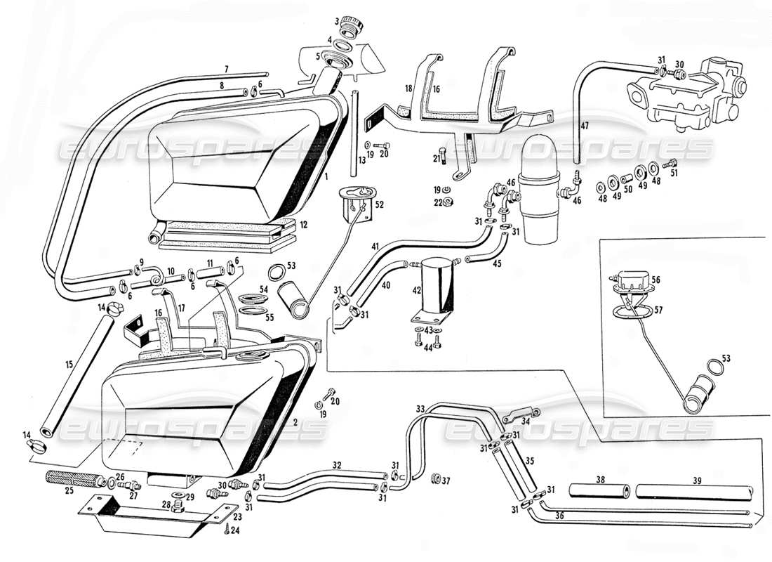 maserati mistral 3.7 serbatoio di carburante diagramma delle parti