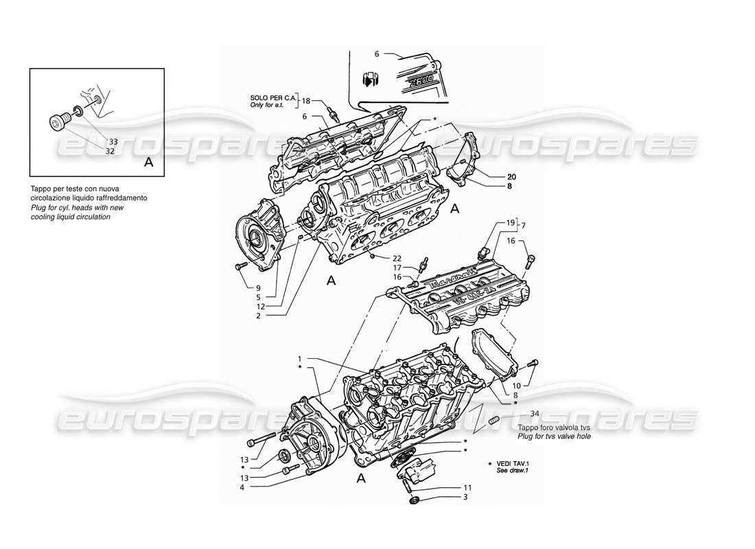 maserati qtp. 3.2 v8 (1999) teste dei cilindri diagramma delle parti