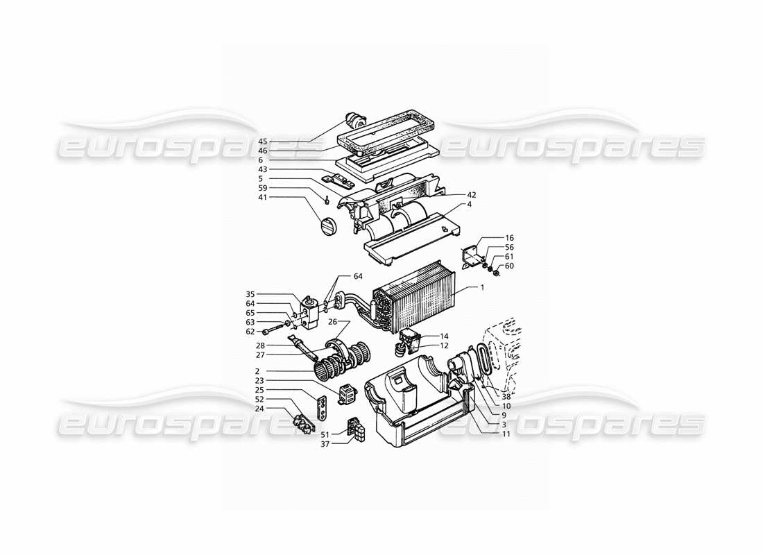 maserati qtp. 3.2 v8 (1999) diagramma delle parti del gruppo climatizzatore automatico (guida a destra).