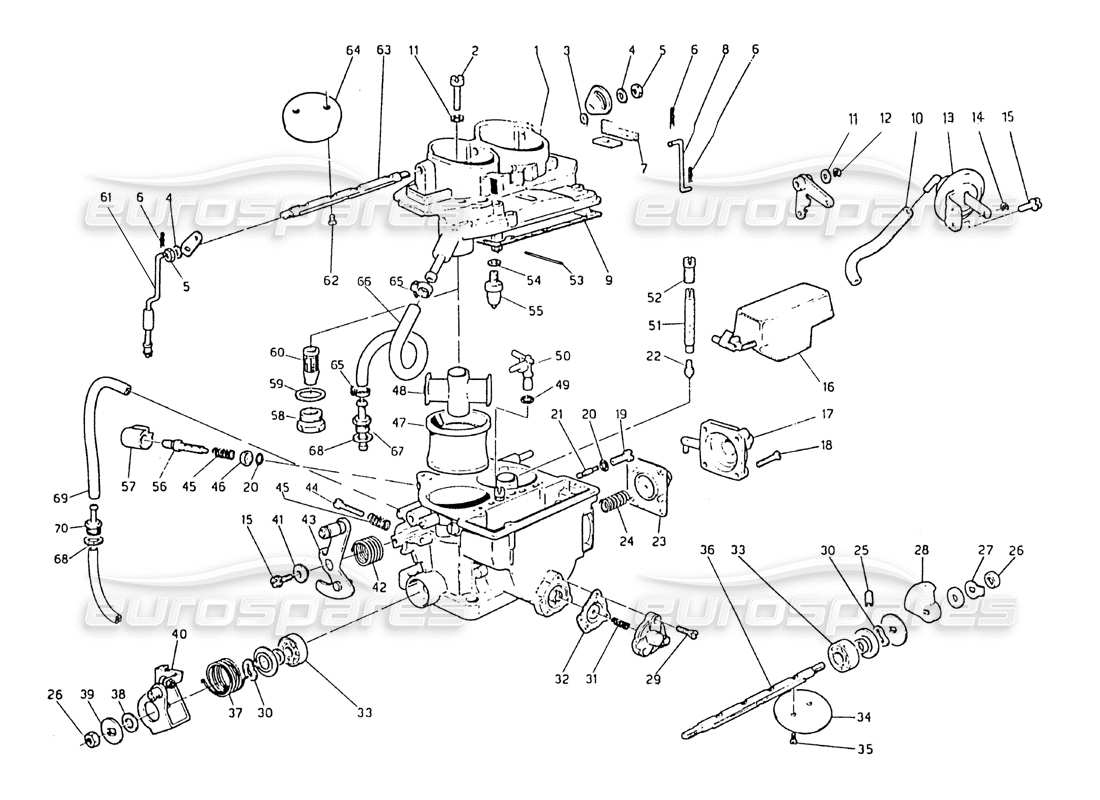maserati biturbo 2.5 (1984) componenti del carburatore diagramma delle parti