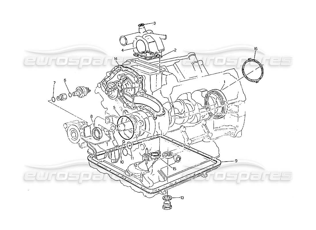 maserati biturbo 2.5 (1984) diagramma delle parti del set di guarnizioni e dei paraolio per la revisione del blocco