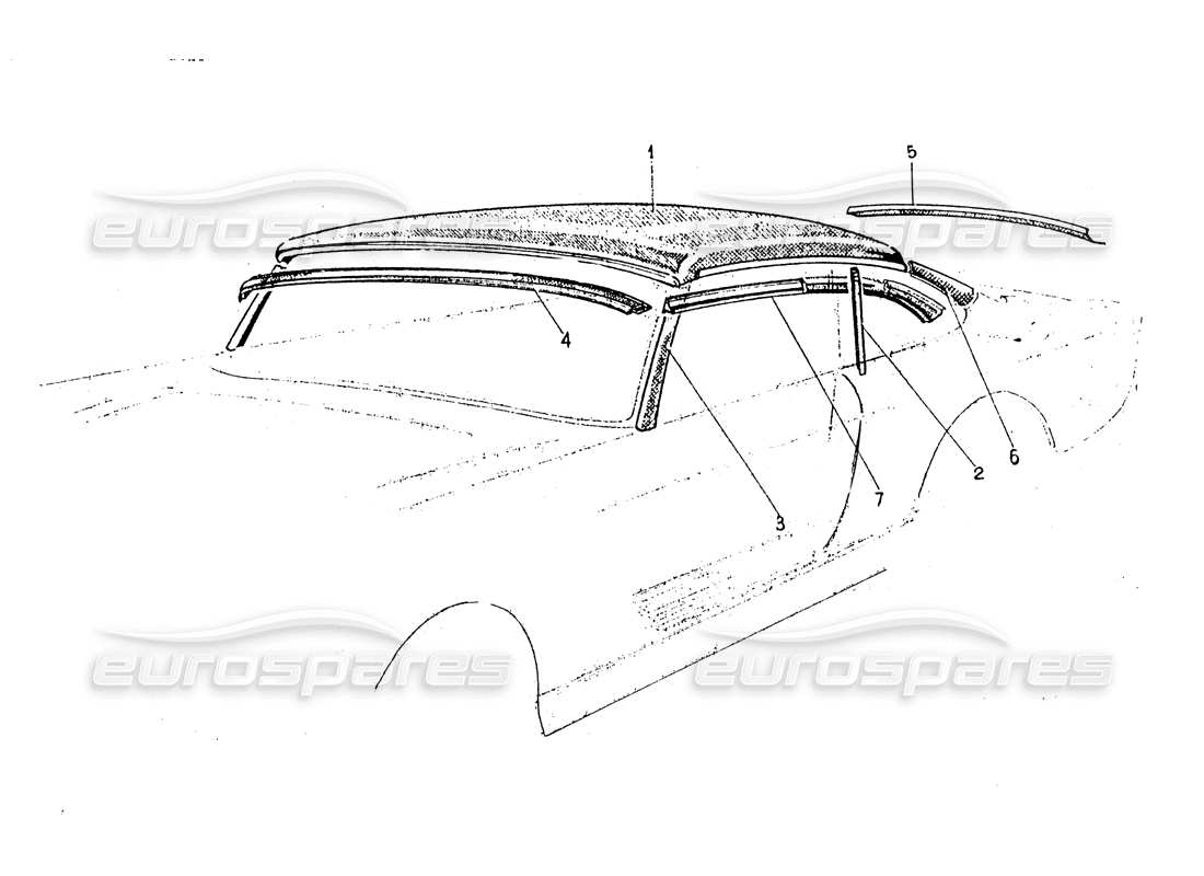 ferrari 330 gt 2+2 (coachwork) diagramma delle parti del pannello del tetto e delle finiture (edition1).