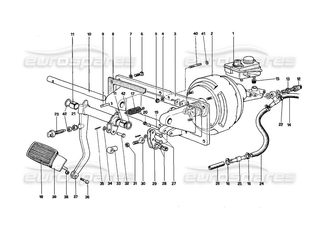 ferrari 412 (mechanical) controllo idraulico dei freni - 412 a. guida a destra diagramma delle parti