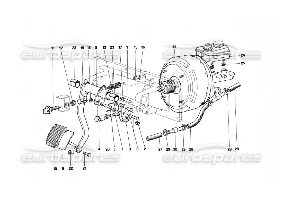 ferrari 412 (mechanical) controllo idraulico dei freni - 412 m. schema delle parti con guida a destra