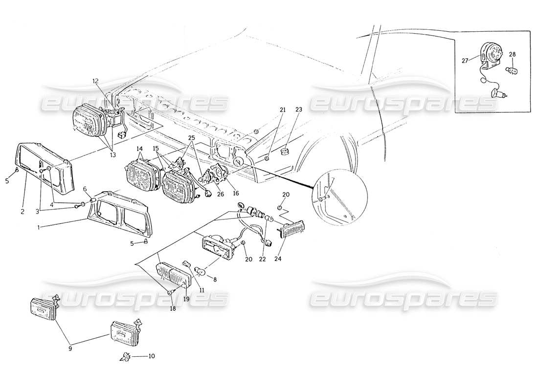 maserati karif 2.8 luci posteriori anteriori diagramma delle parti