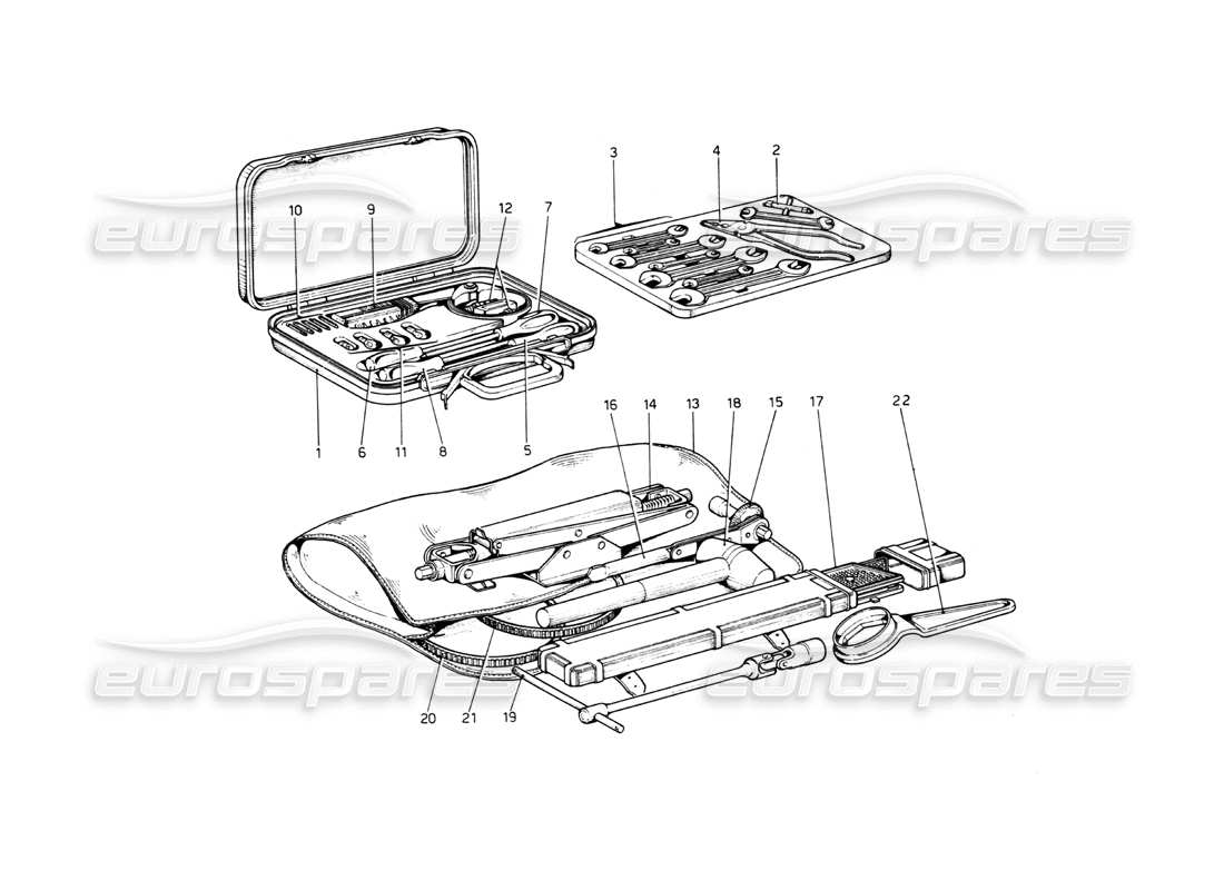ferrari 512 bb kit di strumenti diagramma delle parti