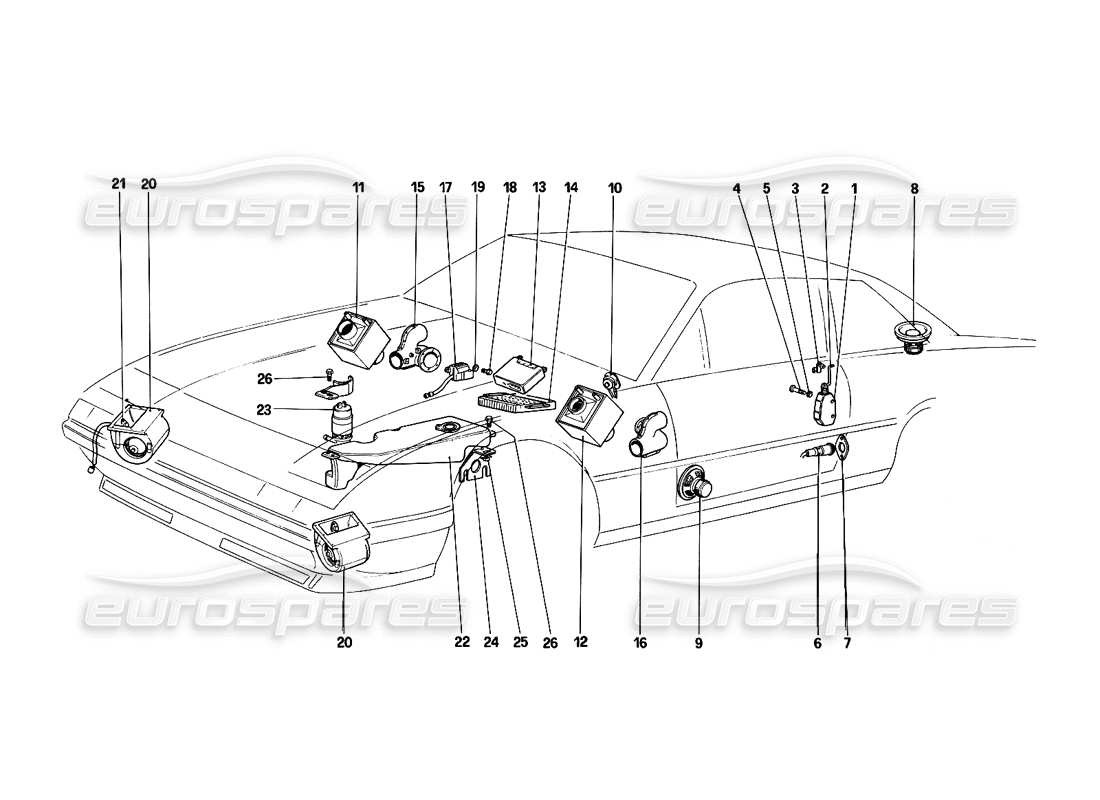 ferrari 412 (mechanical) ventole elettriche di raffreddamento - riscaldamento - rondella e diagramma delle parti radicali