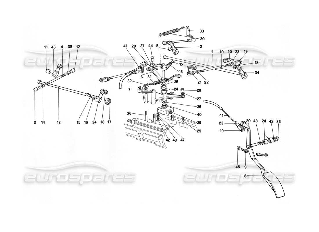 ferrari 412 (mechanical) comandi acceleratore lhd diagramma delle parti