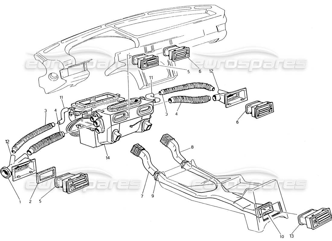 maserati 222 / 222e biturbo ventilazione diagramma delle parti