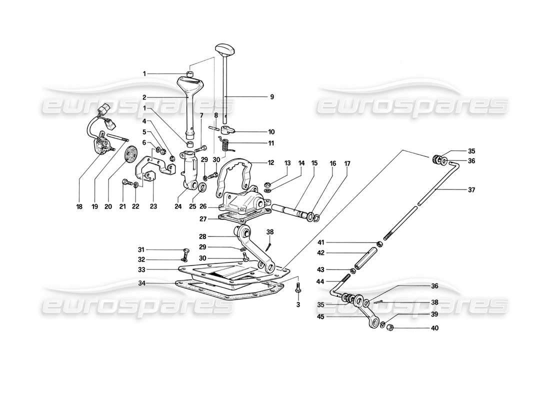 ferrari 412 (mechanical) comandi esterni del cambio - 412 a. diagramma delle parti