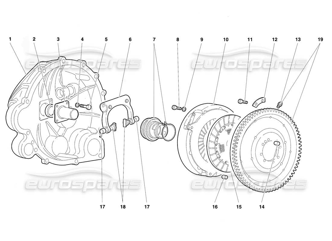 lamborghini diablo vt (1994) diagramma della parte della frizione