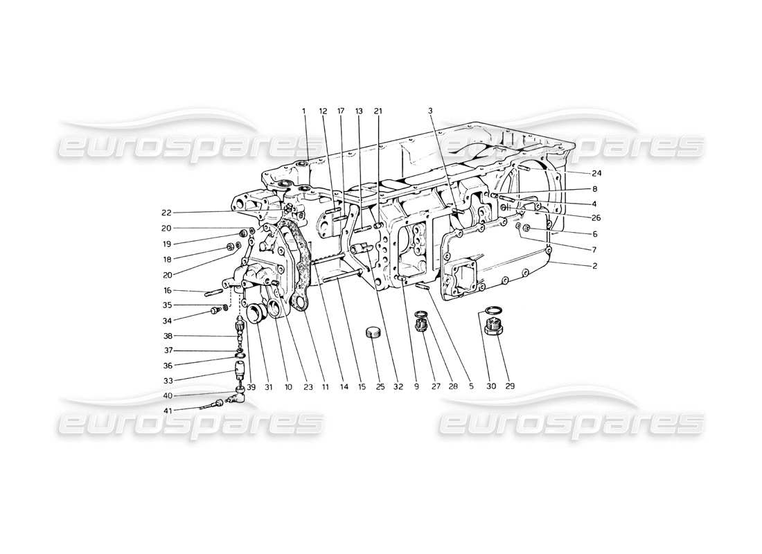 ferrari 365 gt4 berlinetta boxer diagramma delle parti del cambio (fino alla vettura n. 17535).