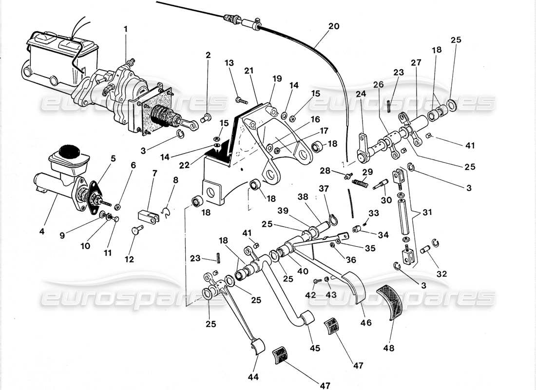 lamborghini lm002 (1988) diagramma della parte del pedale