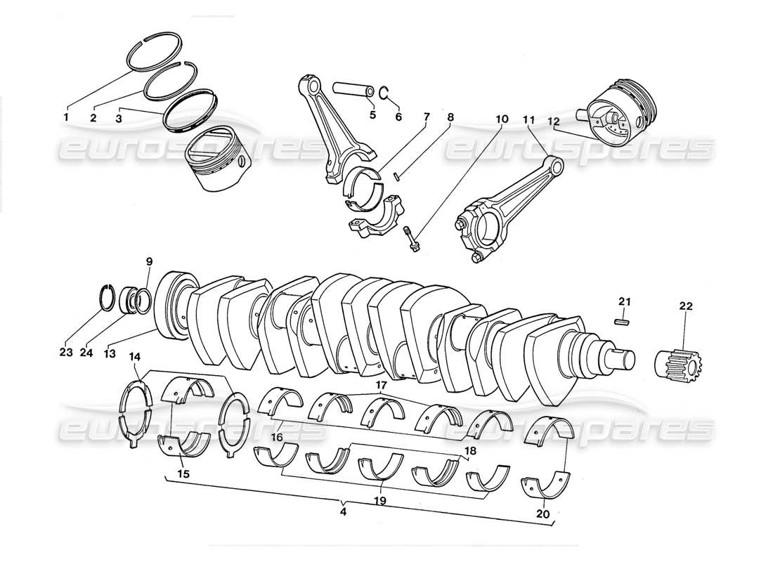 lamborghini lm002 (1988) schema delle parti dell'albero motore